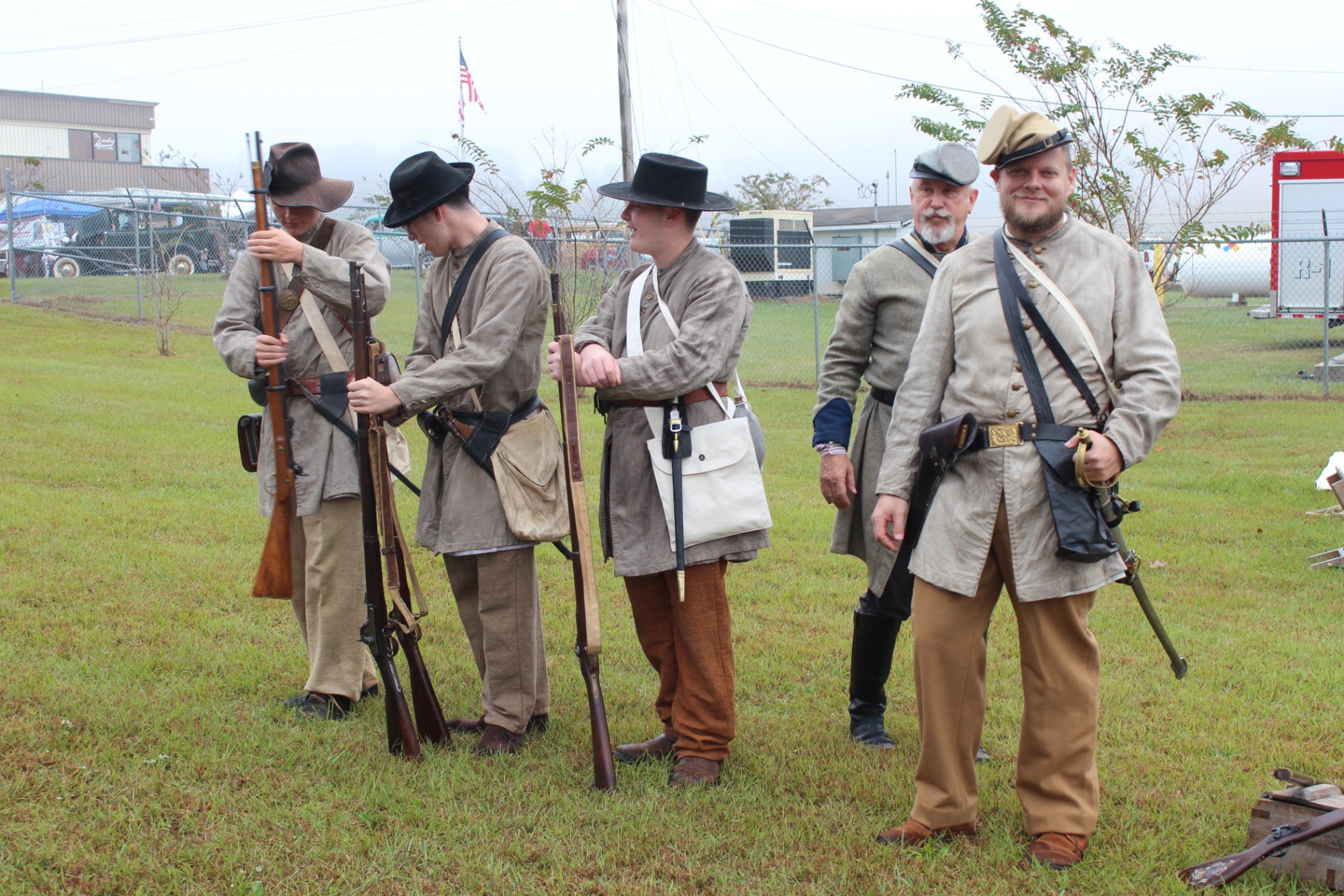 Civil War reenactors in the encampment field