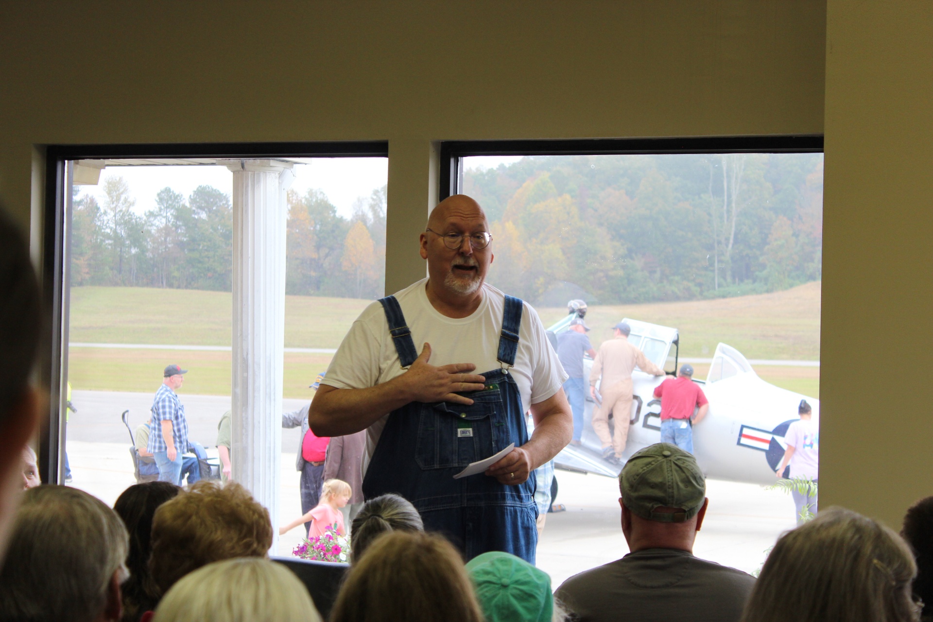 Living-history storyteller addressing the crowd