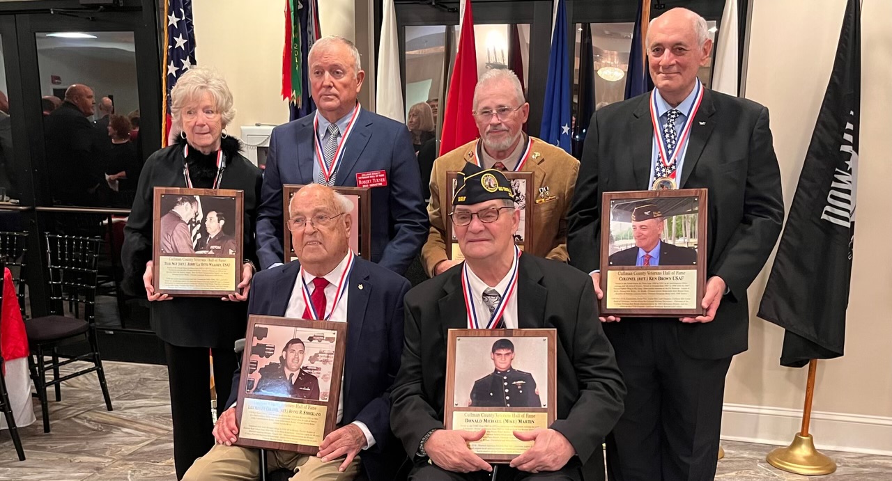 2023 Cullman County Veterans Hall of Fame inductees with plaques