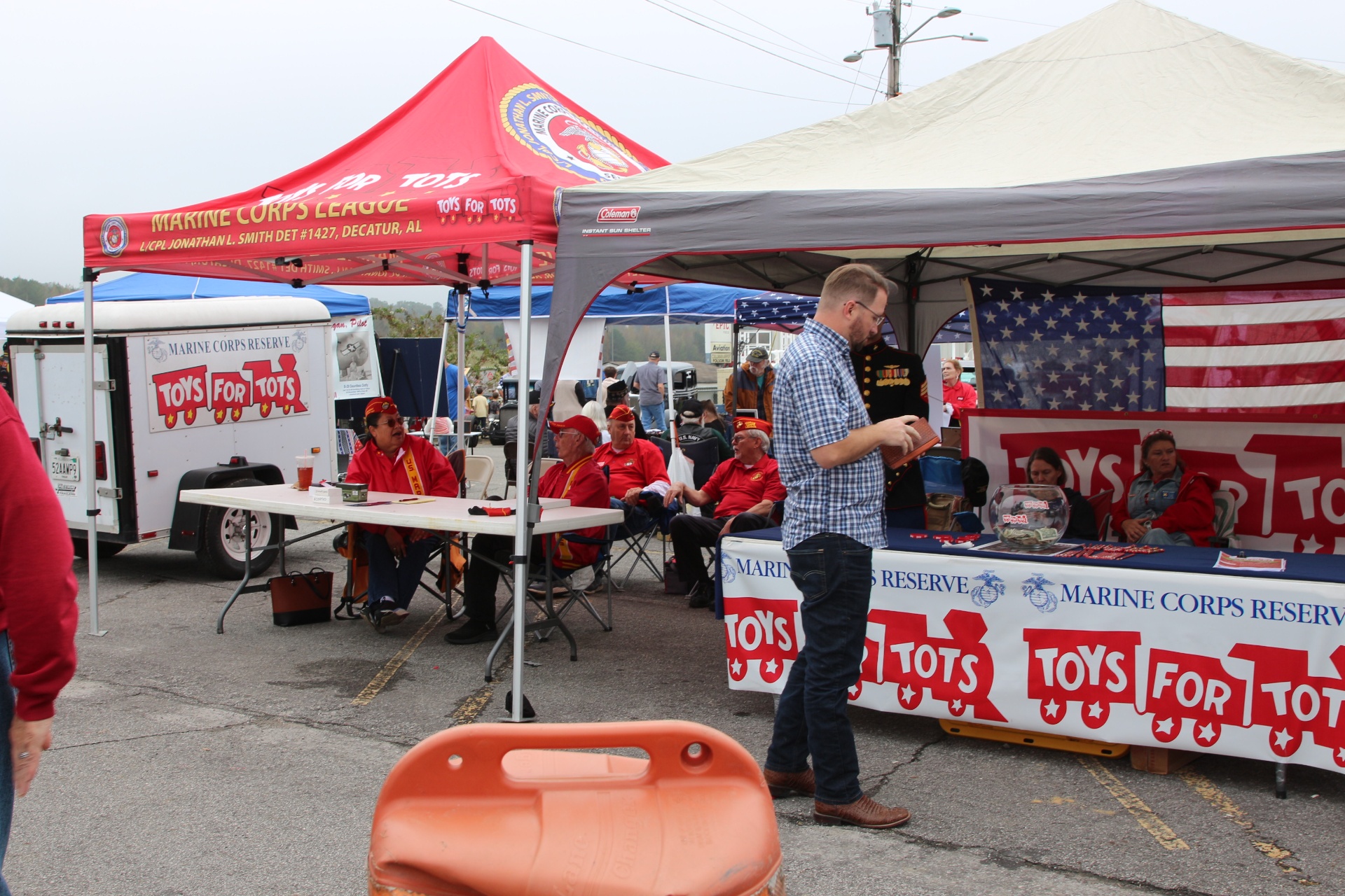Marine Corps League Toys for Tots tent