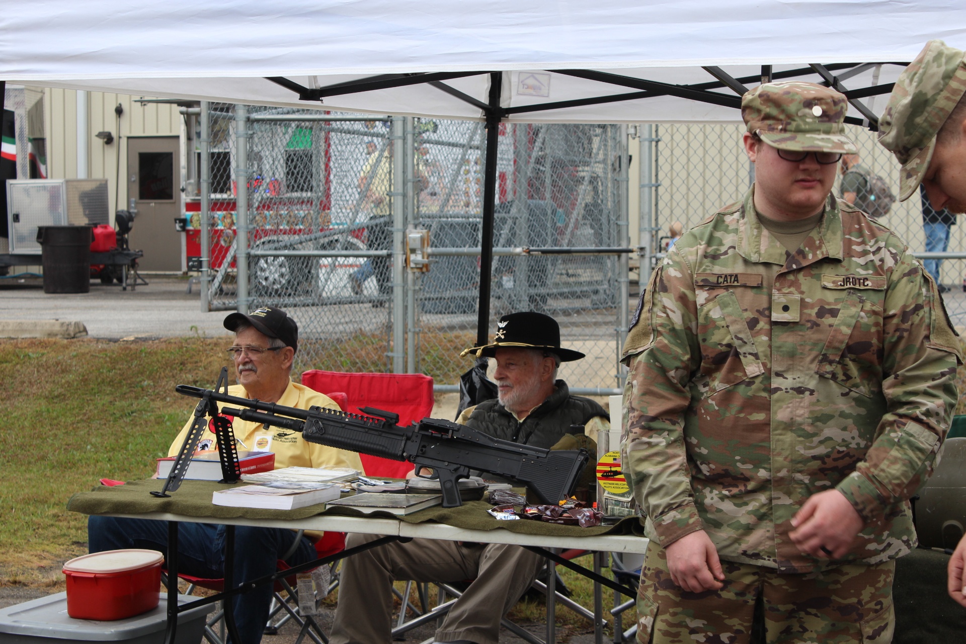 Vietnam Helicopter Pilots Association display with JROTC cadet on watch