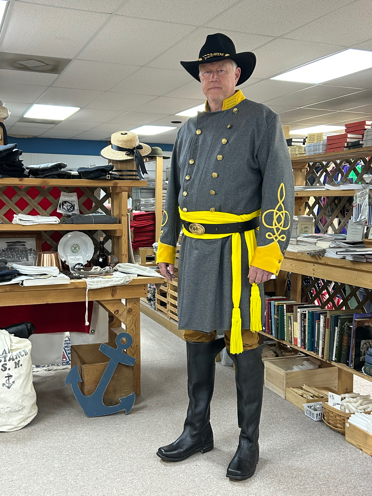 Confederate cavalry officer reenactor in period uniform